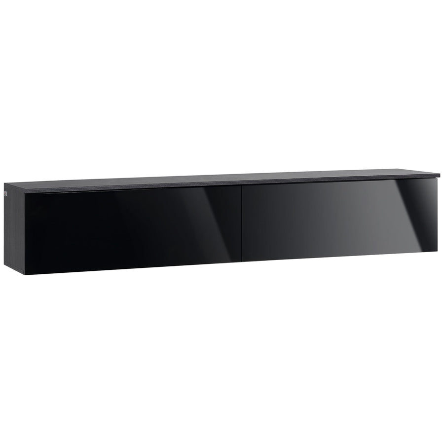 HOMCOM 160cm High Gloss Floating TV Unit Stand for TVs up to 70", Wall Mounted TV Cabinet with Storage Cupboards, Grey and Black