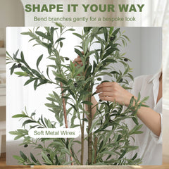 HOMCOM 175 cm Artificial Olive Tree, Tall Faux Plant with 787 Leaves & Adjustable Branches,