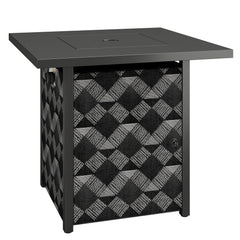 Outsunny Square Propane Gas Fire Pit Table,12 KW Firepit Outdoor Patio Heater with Glass Wind Guard, Lava Rocks, Gas Tank Holder
