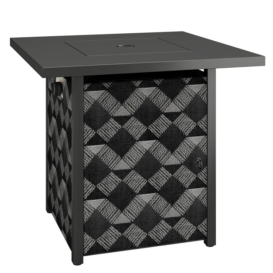 Outsunny Square Propane Gas Fire Pit Table,12 KW Firepit Outdoor Patio Heater with Glass Wind Guard, Lava Rocks, Gas Tank Holder