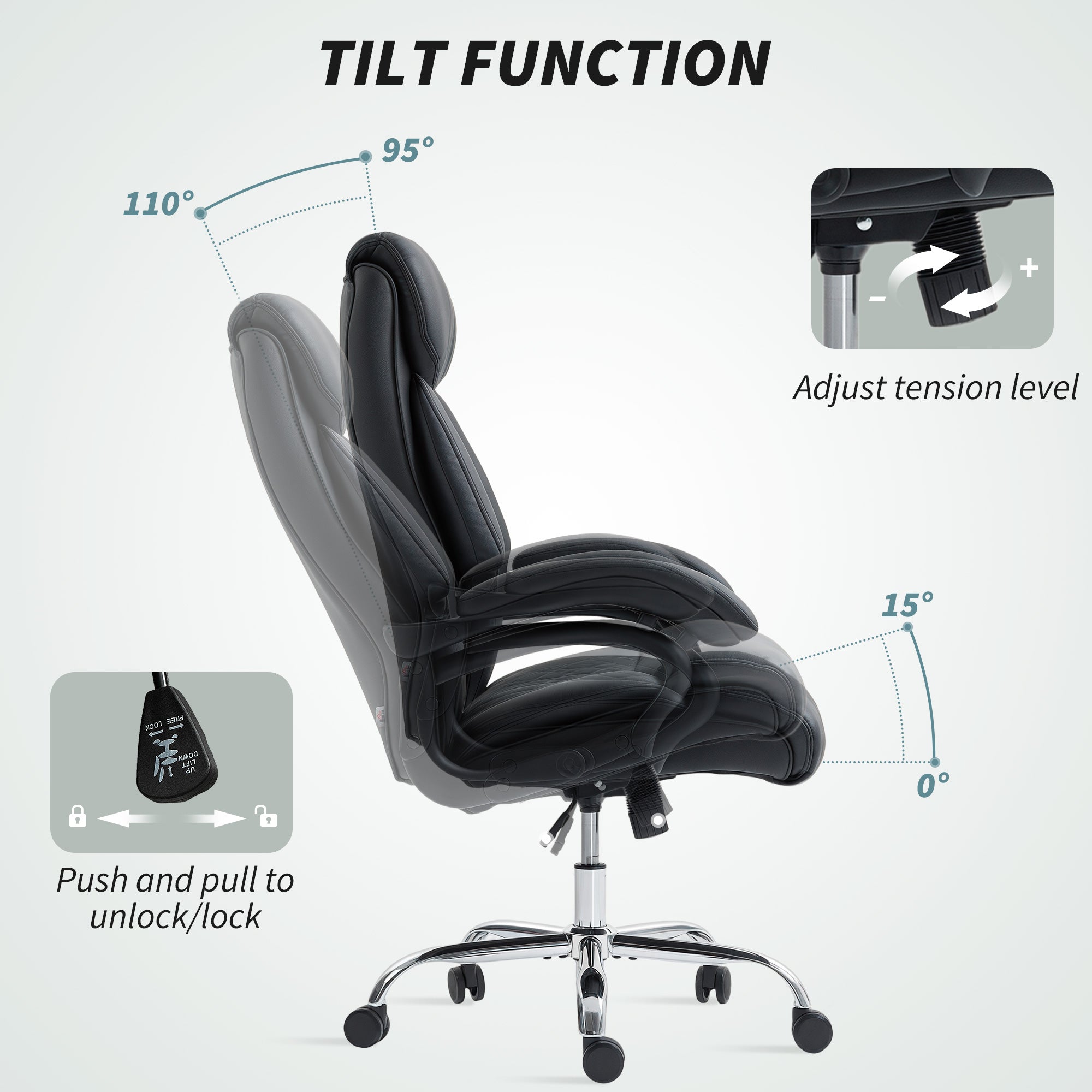 HOMCOM Executive Office Chair with Spring Padding - Black