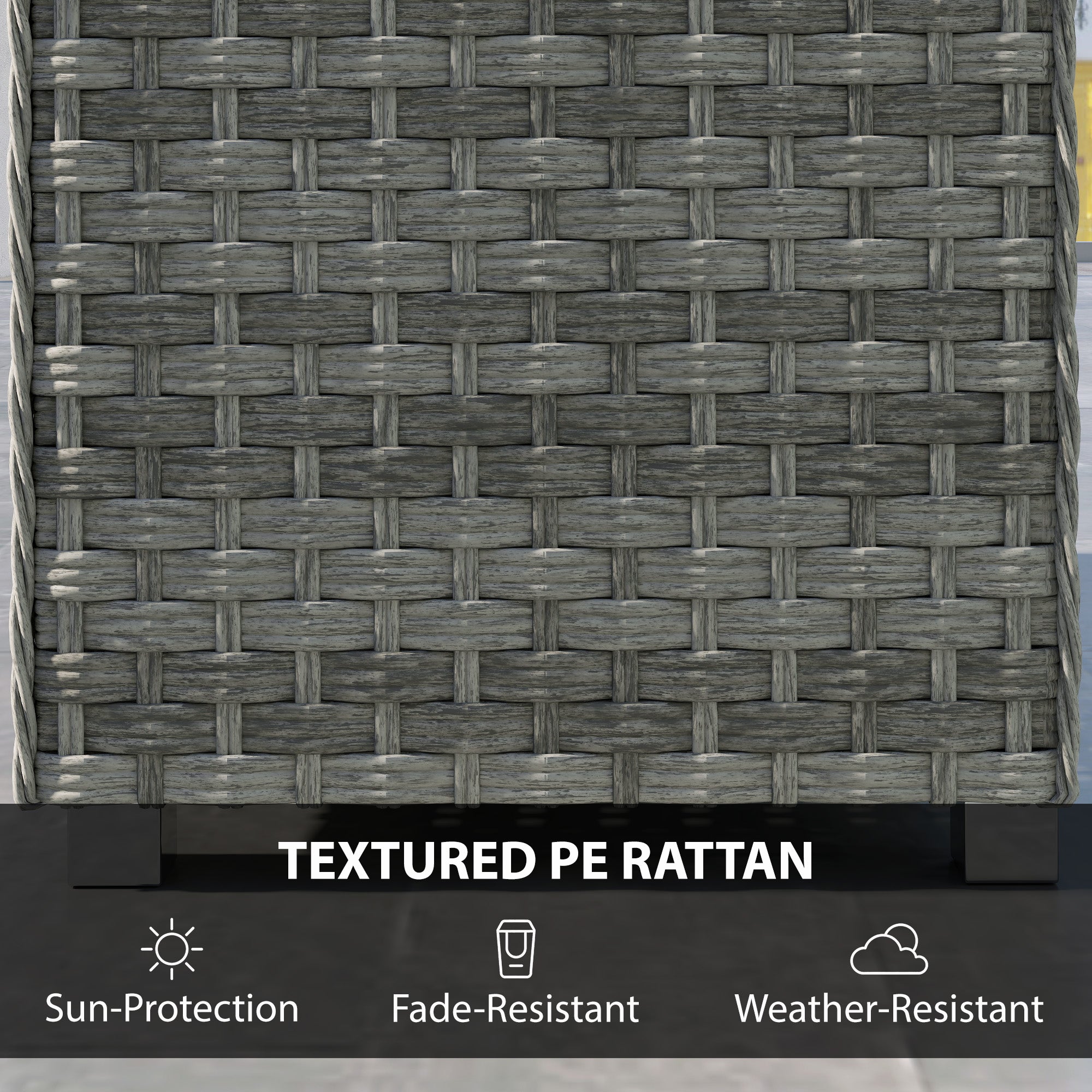 Outsunny Outdoor Side Table with 2-tier Storage Rattan End Table for Patio 90 cm Grey