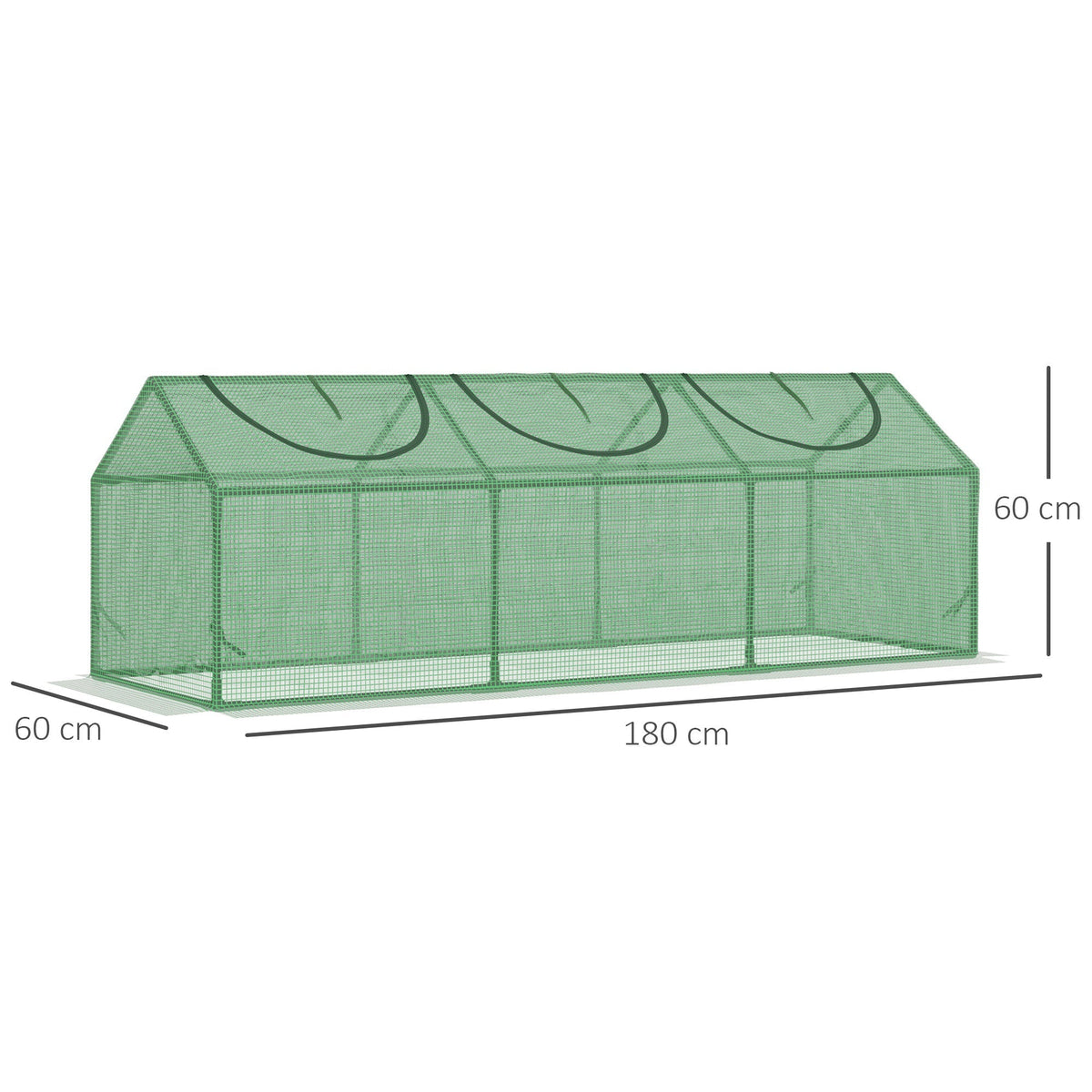 Outsunny Mini Greenhouse, Small Plant Grow House for Outdoor with Durable PE Cover, Observation Windows, 180 x 60 x 60 cm, Green