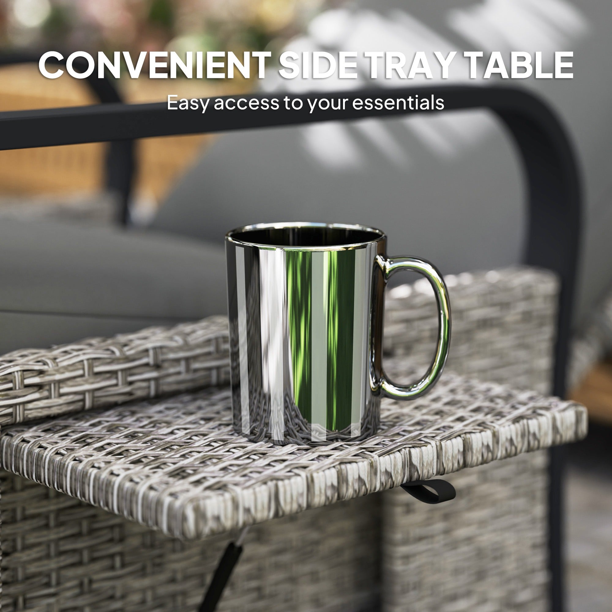 Outsunny 140√Ç¬∞ Reclining Rattan Armchair - Mixed Grey