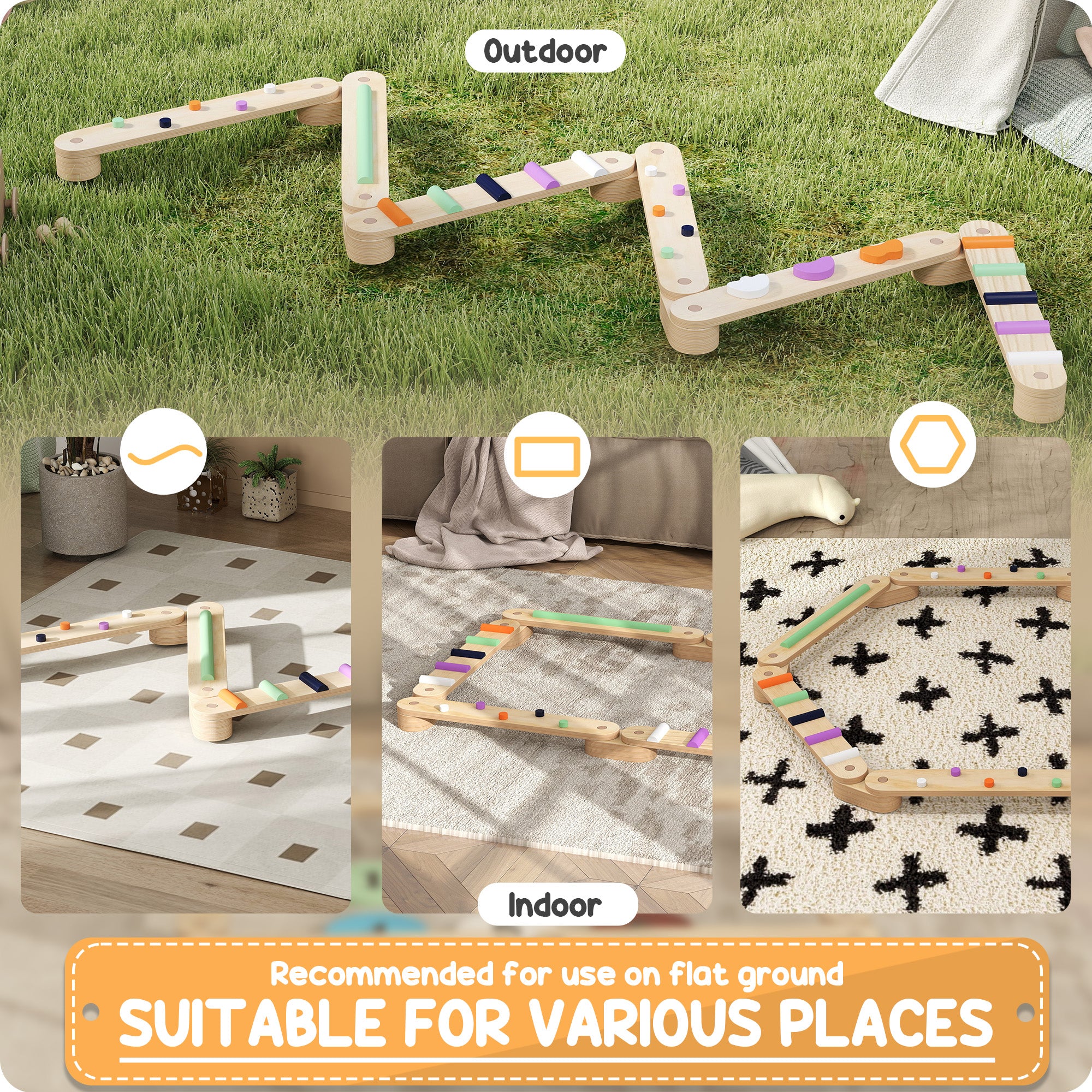 AIYAPLAY Wooden Balance Beam for Kids, Balance, Coordination, Agility