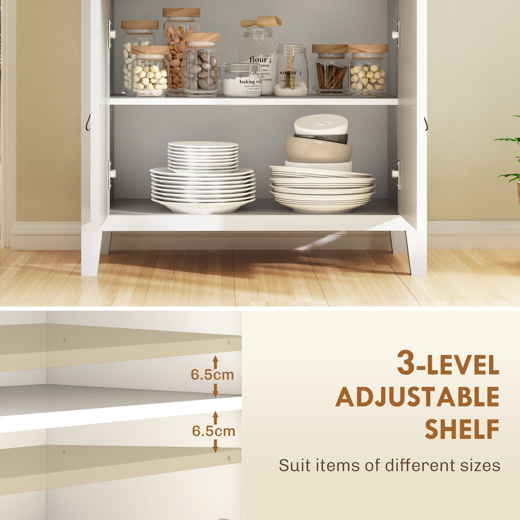 HOMCOM Farmhouse Style Sideboard - White