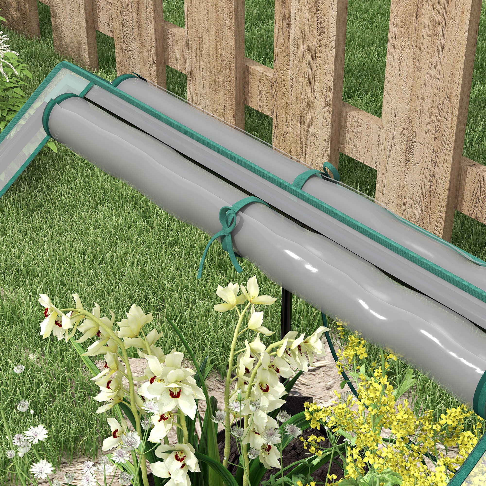 Outsunny 61 x 61cm Garden Planter Bed, with Cover - Grey