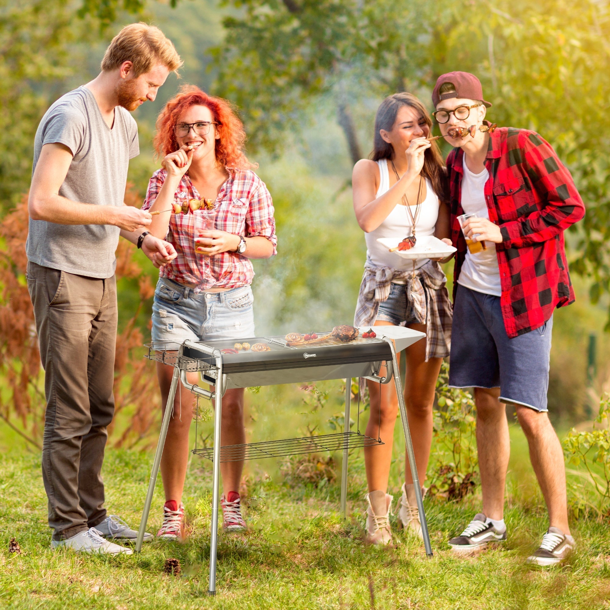 Outsunny Charcoal BBQ Grill - Black