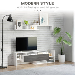 HOMCOM TV Cabinet with Wall Shelf for Wall-Mounted 65" TVs or Standing 40" TVs - White and Grey