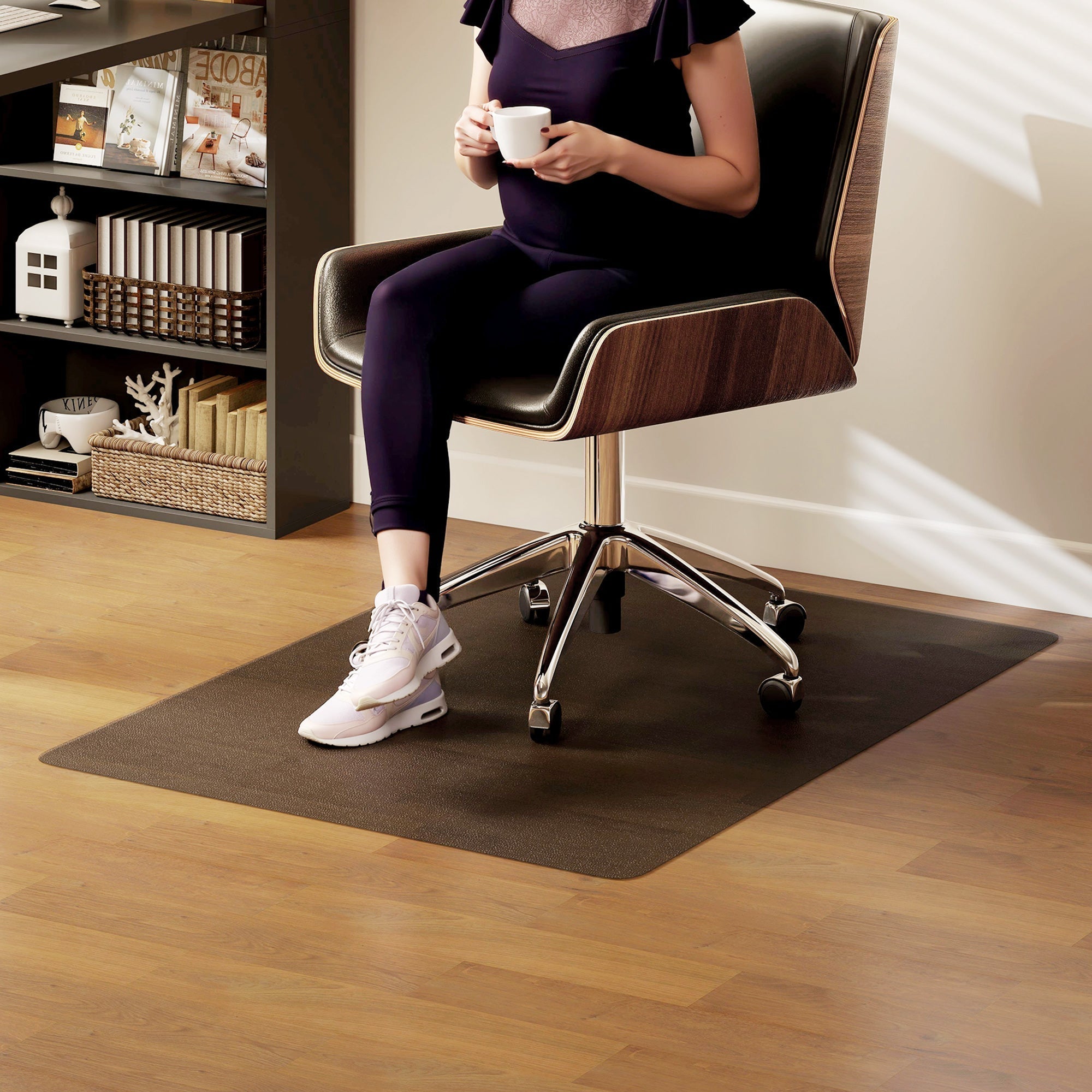 HOMCOM Chair Mat for Hard Floors, 90 x 120 cm Non-Slip Floor Mats for Wood/Tile Protection, Office & Home, Black