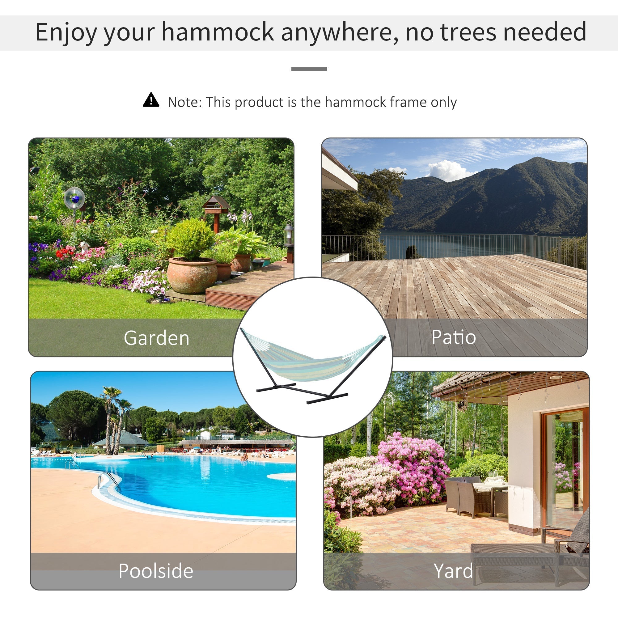 Outsunny 3.6m Extra-long Universal Hammock Stand Metal Frame Garden Camping Picnic Outdoor Patio Replacement Stand Only