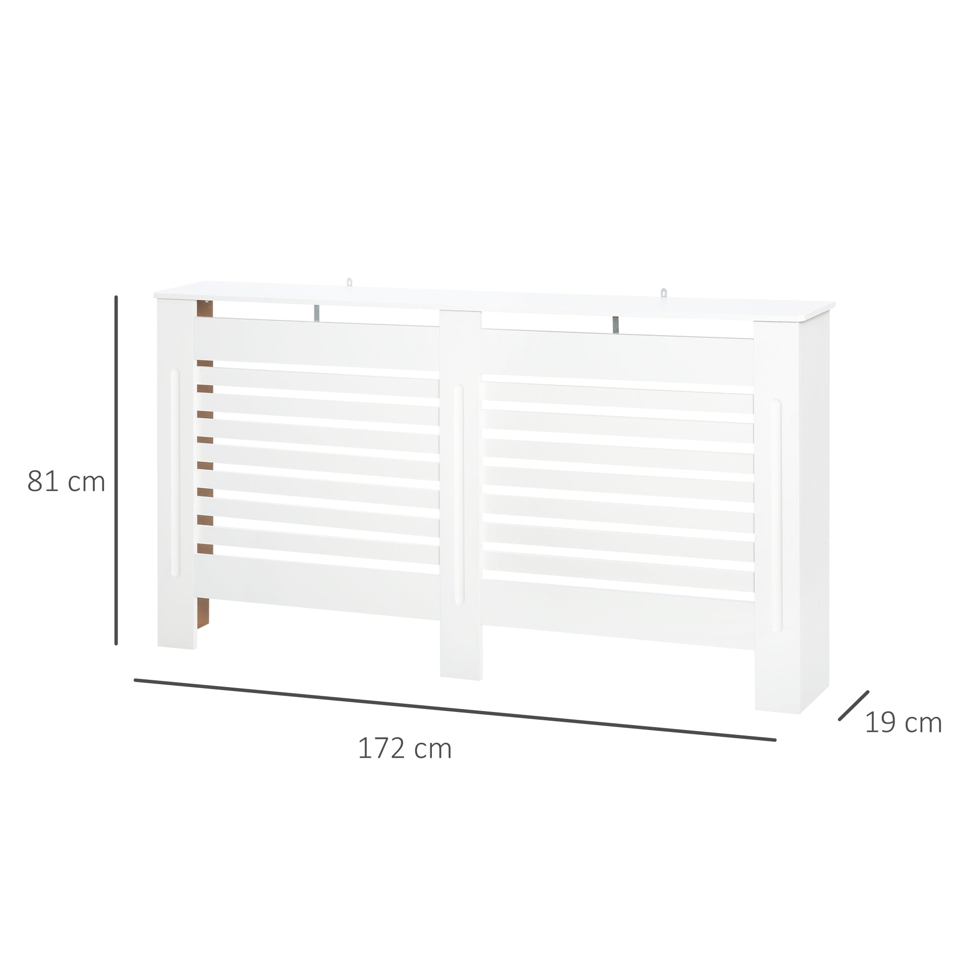 HOMCOM Radiator Cover, Modern MDF White Painted Cabinet with Horizontal Slats for Living Room, Bedroom, 172L x 19W x 81H cm