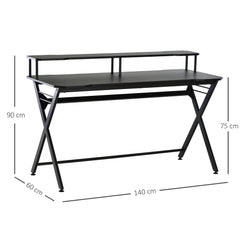 HOMCOM Gaming Desk Writing Racing Computer Table Workstation with Headphone Hook Curved Front Adjustable Feet for Home Office Use 140 x 60cm