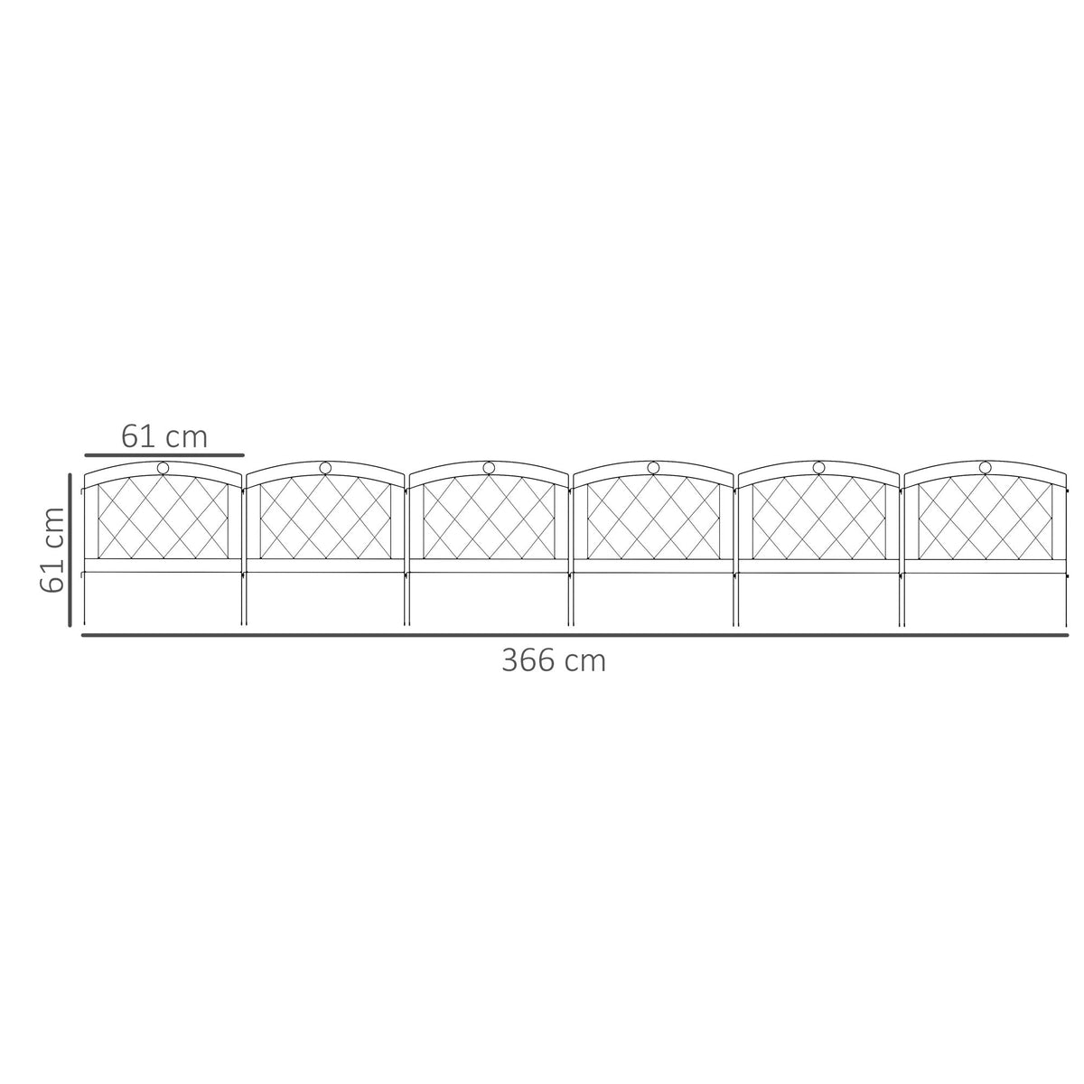 Outsunny Metal Decorative Outdoor Picket Fence Panels Set of 6, Black