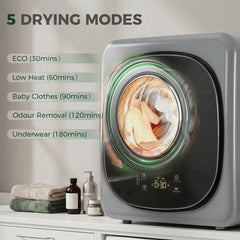 HOMCOM 4kg Vented Tumble Dryer with 5 Drying Mode, 800W Compact Freestanding Front Tumble Dryer, Silver