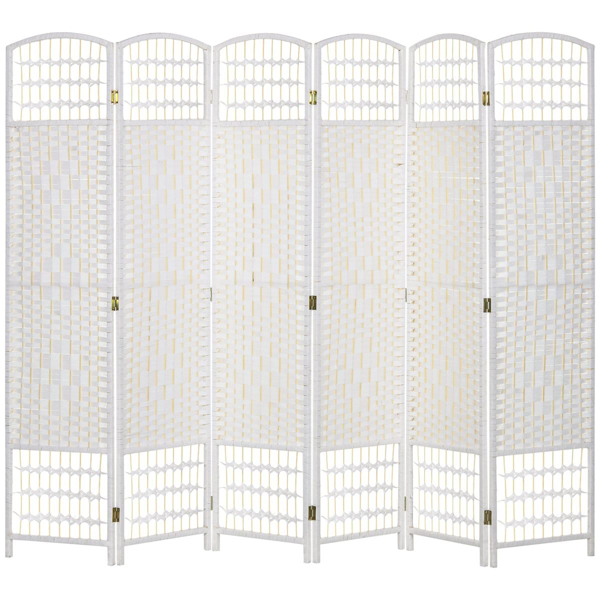 HOMCOM 6 Panel Folding Room Divider, Privacy Screen, Paravent Partition Separator for Living Room, Bedroom, White