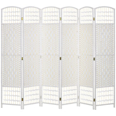 HOMCOM 6 Panel Folding Room Divider, Privacy Screen, Paravent Partition Separator for Living Room, Bedroom, White