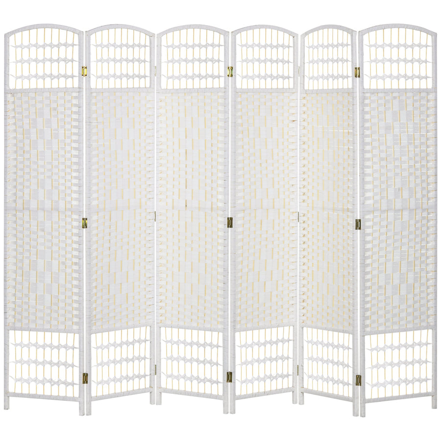 HOMCOM 6 Panel Folding Room Divider, Privacy Screen, Paravent Partition Separator for Living Room, Bedroom, White