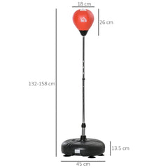 HOMCOM Punching Bag with Stand, 133-151cm Adjustable Height, for Teens, Red/Black