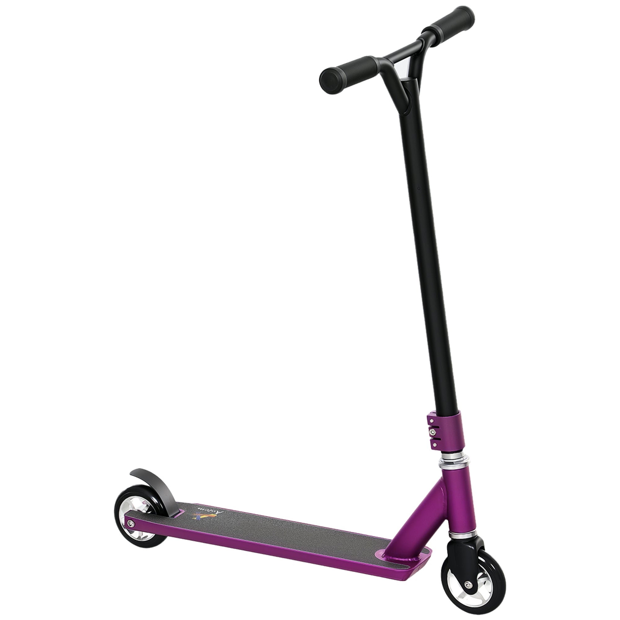 HOMCOM Stunt Scooter, 360√Ç¬∞ Entry Level Tricks Scooter w/ Lightweight Aluminium Deck and ABEC 7 Bearing, For Age 14+ Beginners, Purple