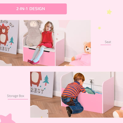 Kids Wooden Toy Box Children Storage Chest Bench Organiser Safety Hinge Bedroom Playroom Furniture Pink