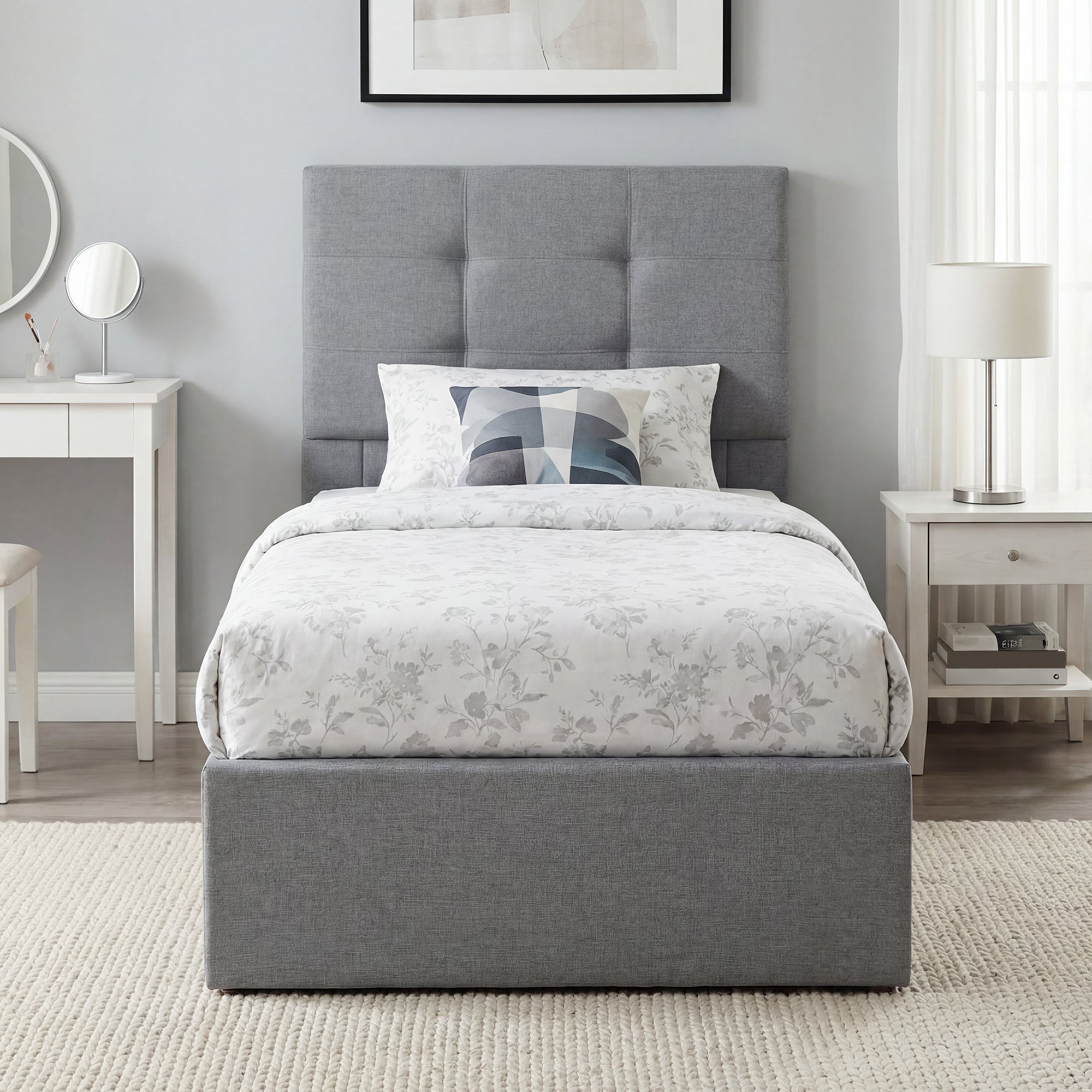 HOMCOM 3ft Single Ottoman Bed with Gas Lift Storage - Grey