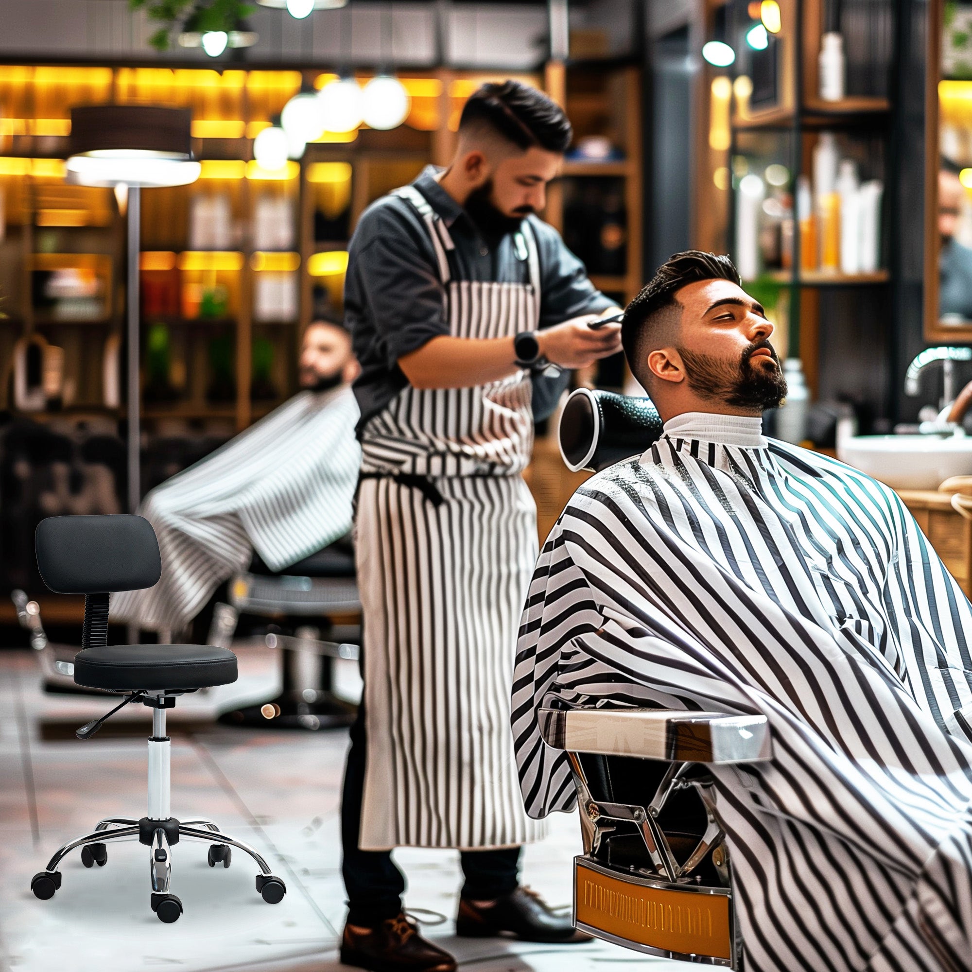 HOMCOM 360√Ç¬∞ Swivel Seat Salon Stool - Black