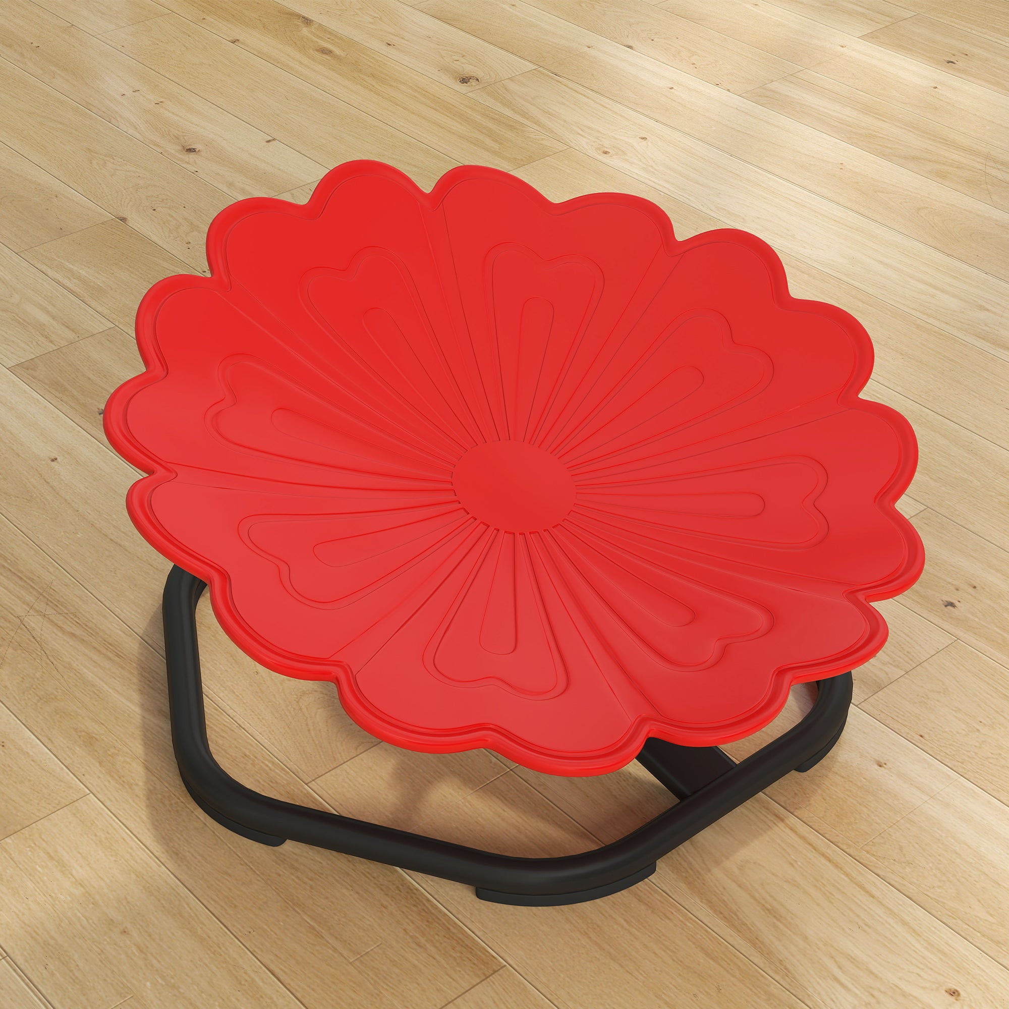 AIYAPLAY Flower-Shaped Sensory Spinning Chair with Non-Slip Base for Balance/Coordination, Red