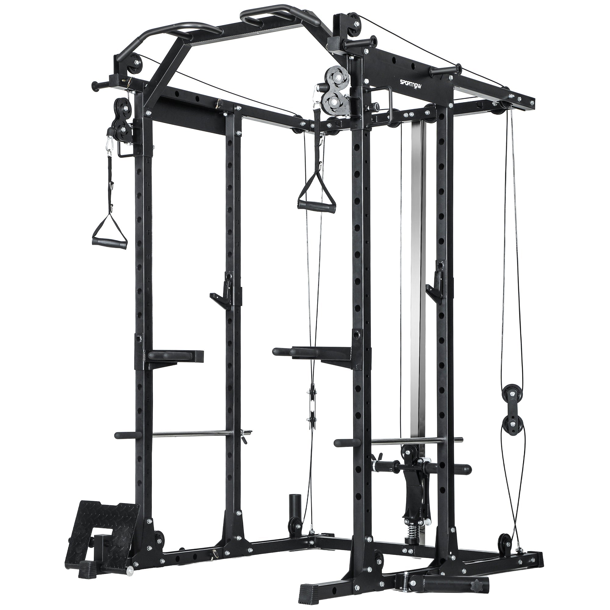 SPORTNOW Lat Pull-Down Home Gym Machine with Cable Crossover for Home Strength Training, Black