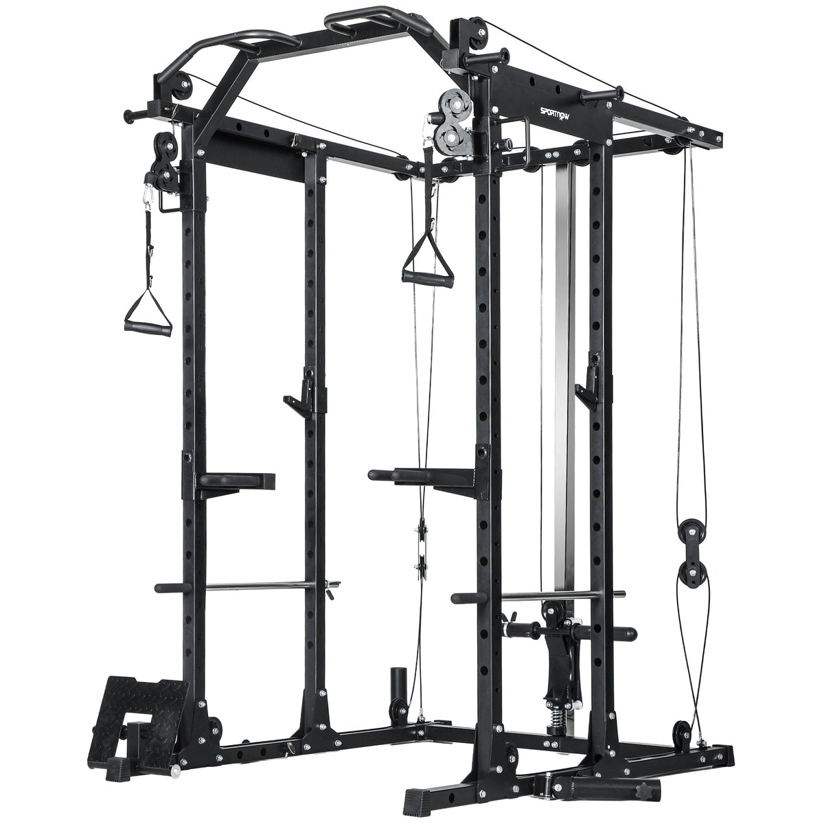 SPORTNOW Lat Pull-Down Home Gym Machine with Cable Crossover for Home Strength Training, Black