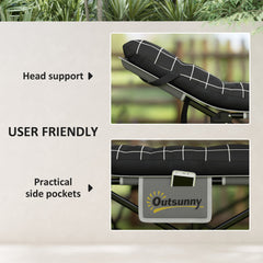 Outsunny 67cm Wide Folding Bed, Camping Cot for Adults with Mattress, Storage Pocket, Carry Bag, Max Load 150kg, Black