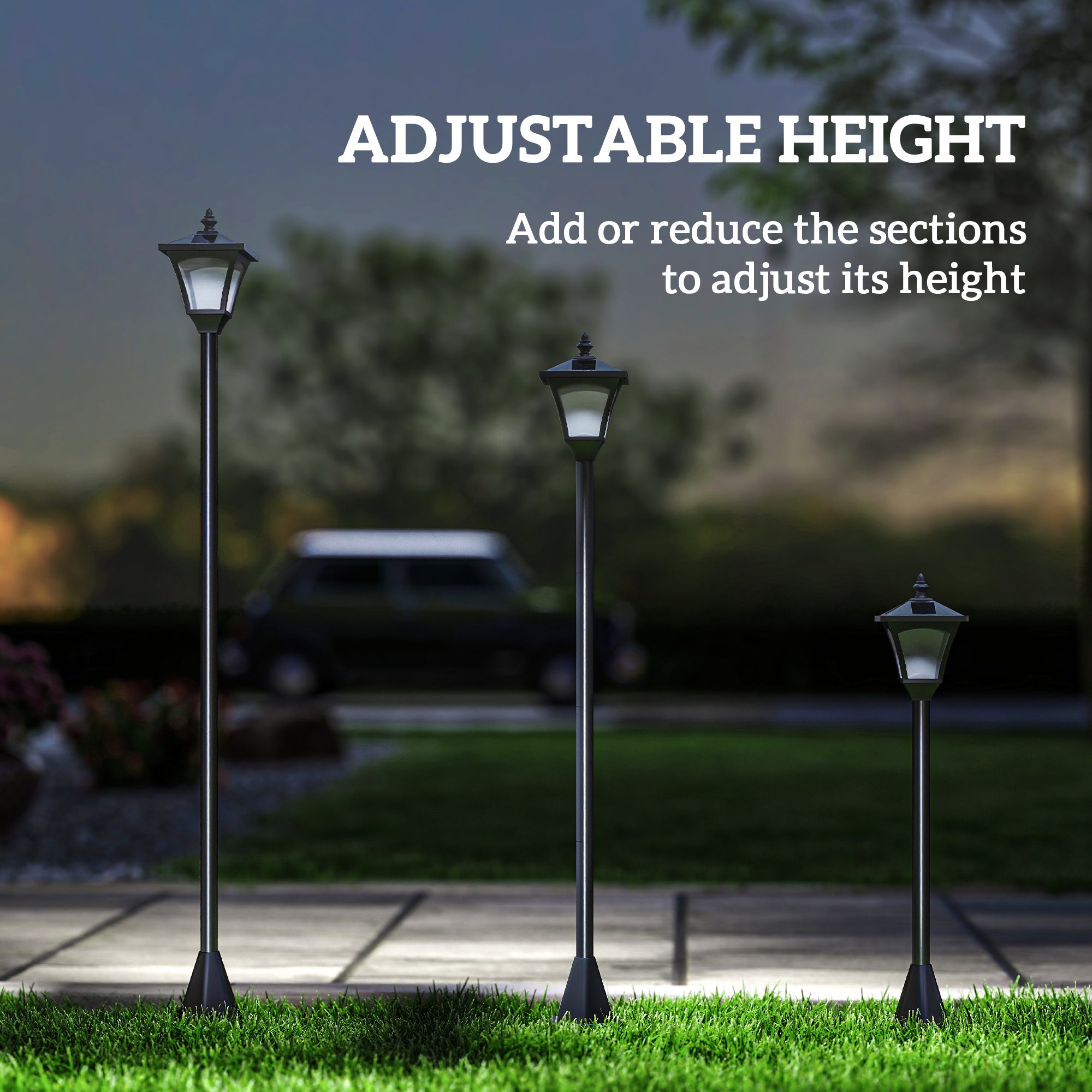 Outsunny Outdoor Garden Solar Post Lamp Photosensitive LED Lantern Bollard Pathway 1.2M Tall √¢‚Ç¨‚Äú Black