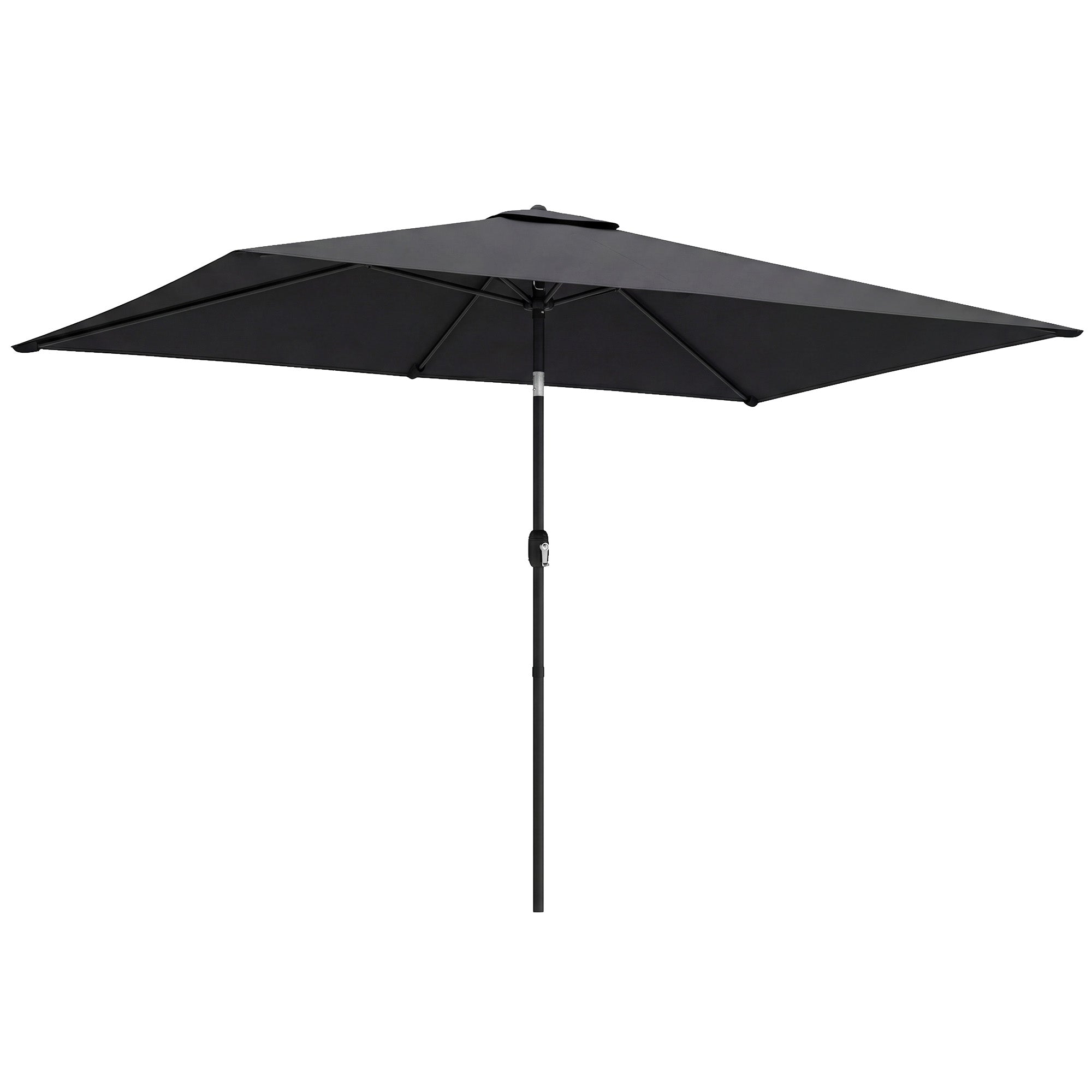 Outsunny Garden Parasol, Parasol Umbrella with Crank Handle, Tilt Function, Polyester Canopy, Black