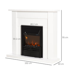 HOMCOM 40" Electric Firplace Suites & Mantelpiece in White, image 3
