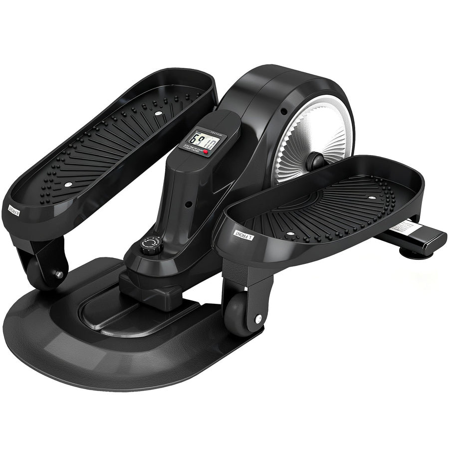 SPORTNOW Under Desk Elliptical Machine with LCD Monitor, 8 Adjustable Magnetic Resistances for 2-in-1 Seat & Stand Up Exercise