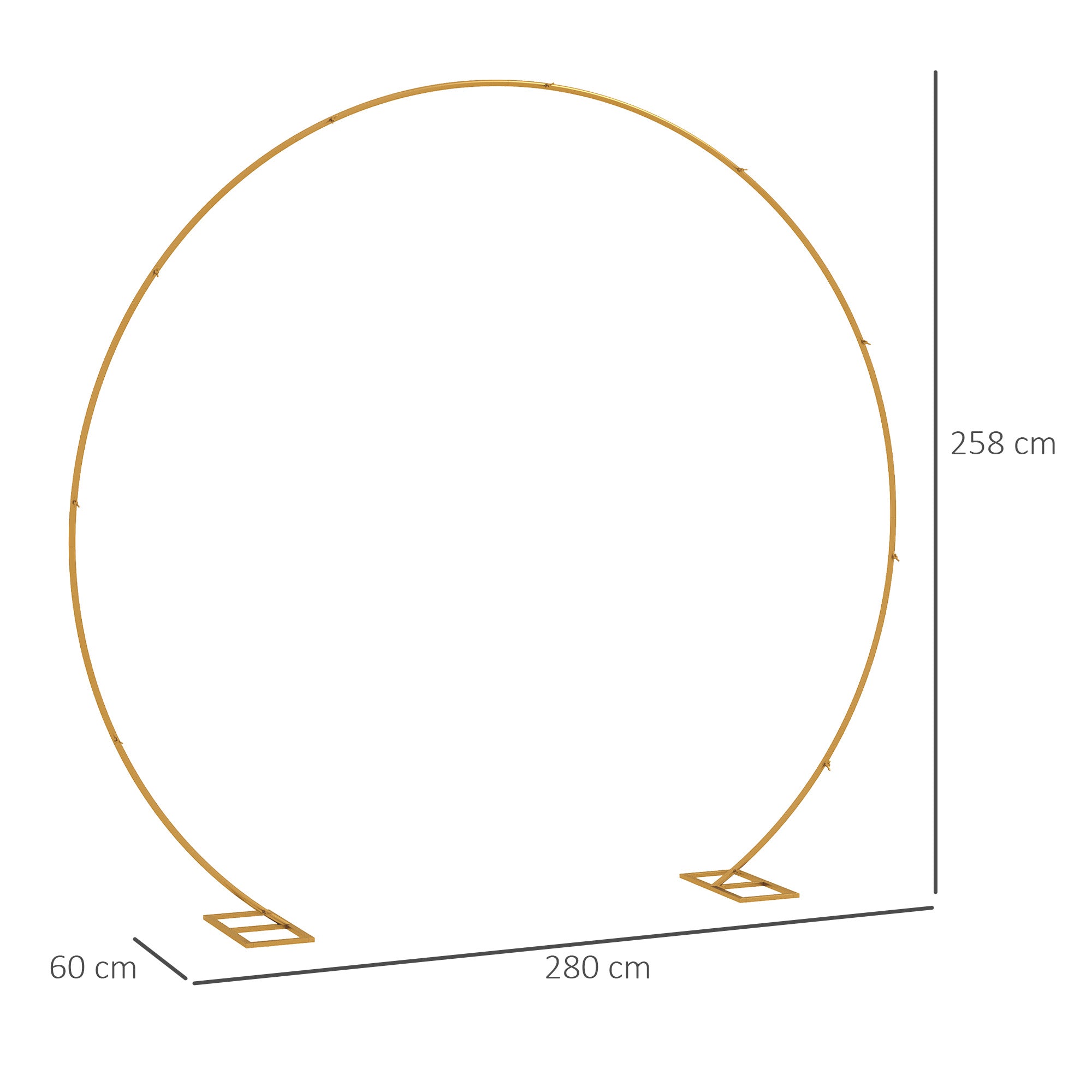 Outsunny 280cm Gold Backdrop Stand, Round Metal Wedding Arch for Birthday Party, Bridal Shower, Graduation, Ceremony