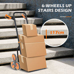 DURHAND Six-Wheel Folding Sack Barrow Trolley - Black/Orange