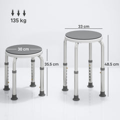 HOMCOM 360° Swivel Shower Chair, Height Adjustable Aluminium Shower Stool with Non-Slip Feet for Disabled, Elderly, Grey