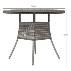Outsunny 90cm Four-Person Wood-Effect Rattan Table - Grey