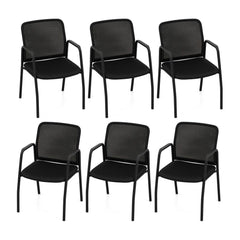 Office Guest Chairs set of six in black with mesh backs and cushioned seats
