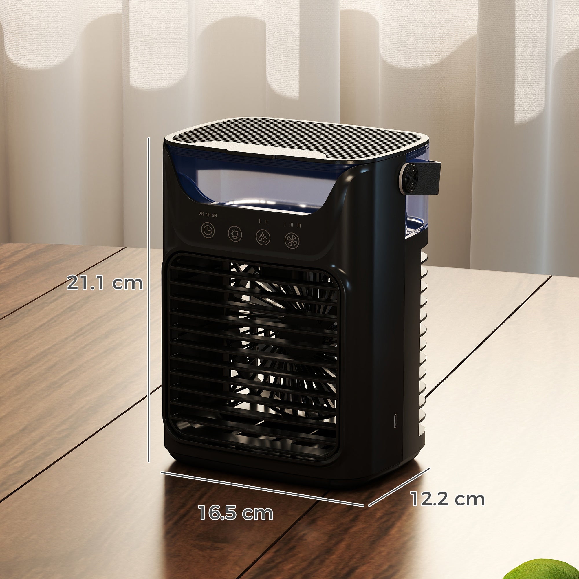 HOMCOM Air Cooler with Adjustable Head, Portable Air Conditioner with 3 Wind Speed, 2 Cool Mist, RGB Light, Black