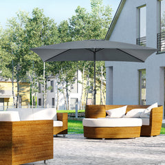 Outsunny 3x2m Garden Parasol Umbrella with Aluminium Pole, Tilt and Crank, Rectangular Outdoor Table Parasol Sun Shade for Patio, Dark Grey