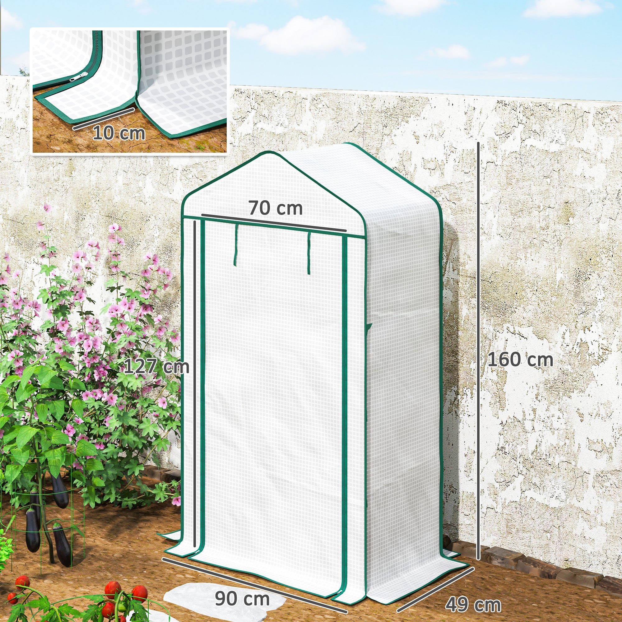 Outsunny Four-Tier Mini Greenhouse, with Reinforced Plastic Cover