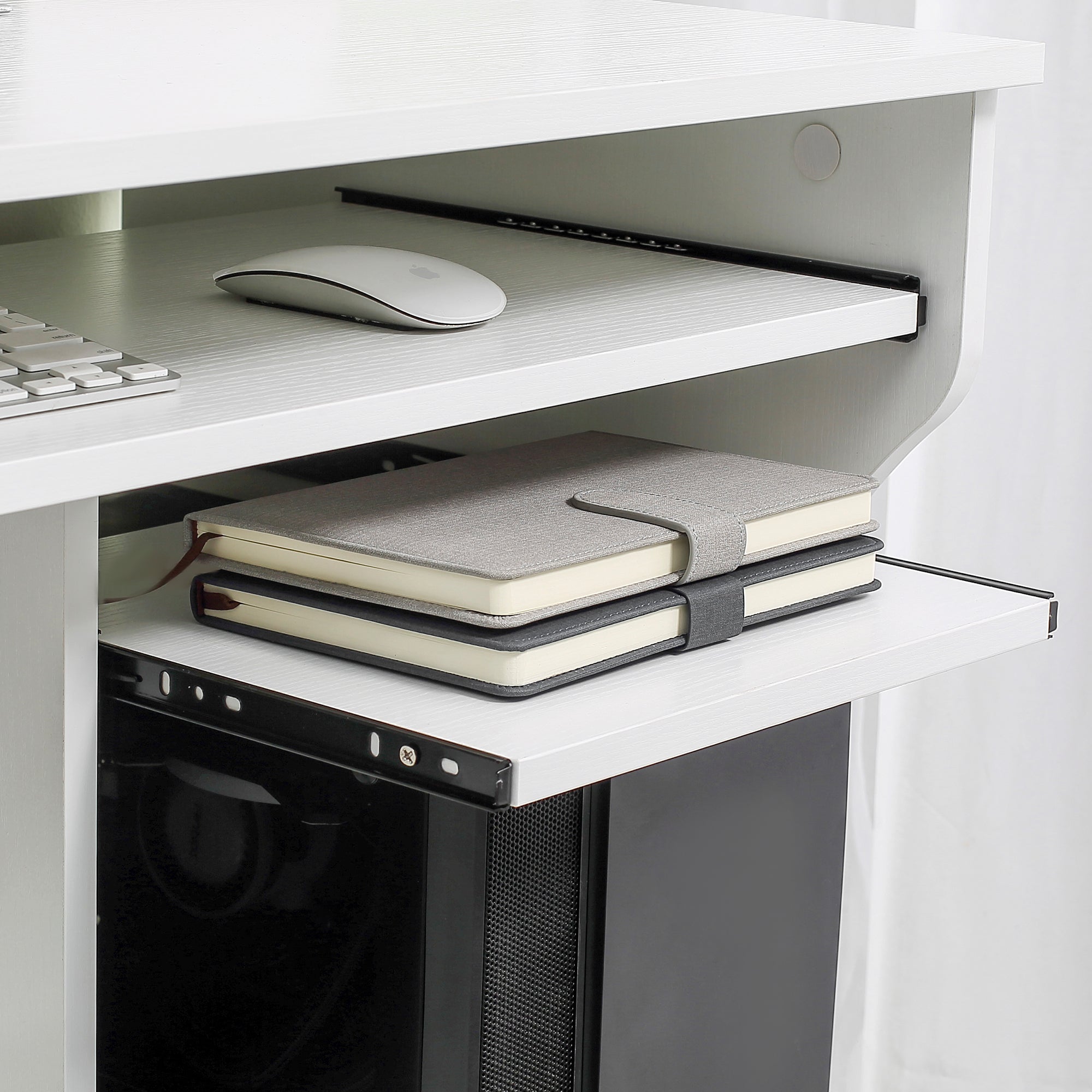 HOMCOM Multi-Storage Compact Work Desk, with Wheels - White