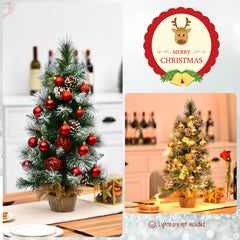 2 Feet Snow Flocked Pine Artificial Christmas Tree with Pine Cones