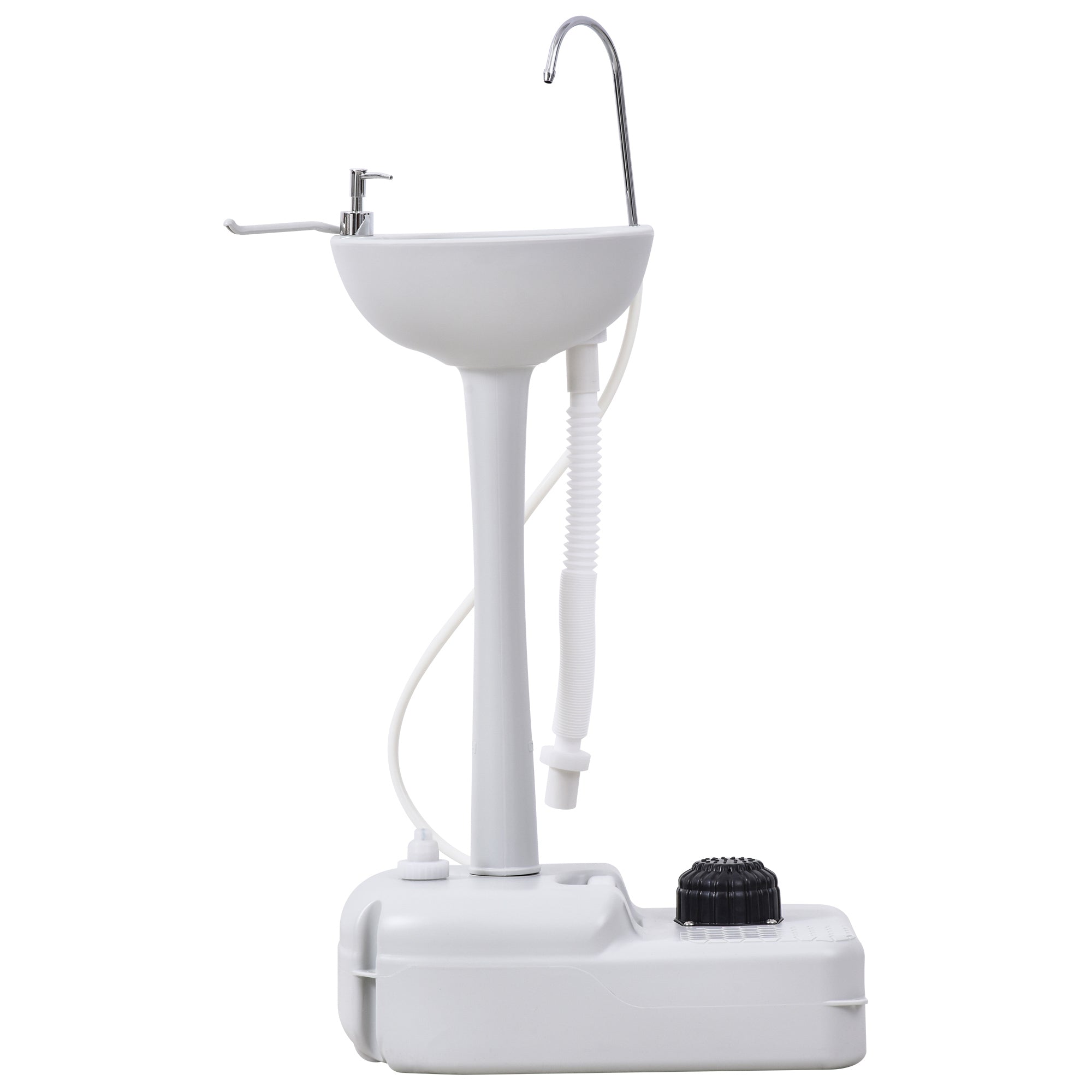 Outsunny Camping Portable Handwash Sink w/ Towel Holder & Soap Dispenser Rolling Wheels Outdoor Drainage Equipment