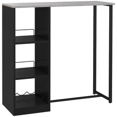 HOMCOM Breakfast Bar Table, Bar Table with 3-Tier Storage Shelf and Wine Rack, 105W x 40D x 105H cm, Black