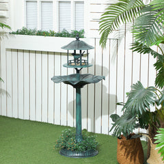 Outsunny 3-in-1 Garden Bird Bath, Freestanding Birdbath with Large Water Basin, Underneath Flower Planter, _50 x 113 cm