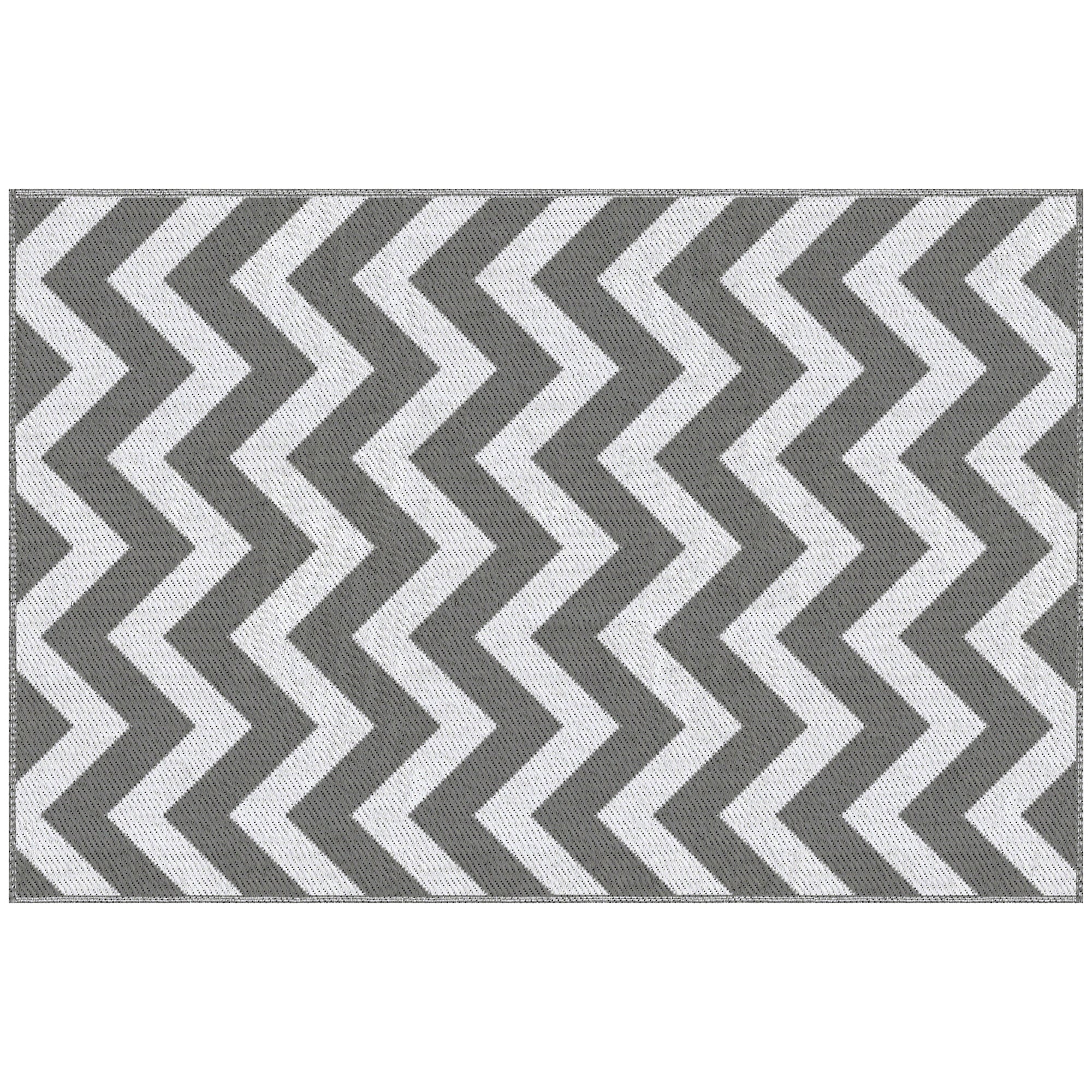 Outsunny 121 x 182 cm(4x6ft) Outdoor Rug Reversible Mat Plastic Straw Rug Portable RV Camping Mat for Garden Deck Picnic Indoor, Light Grey & White