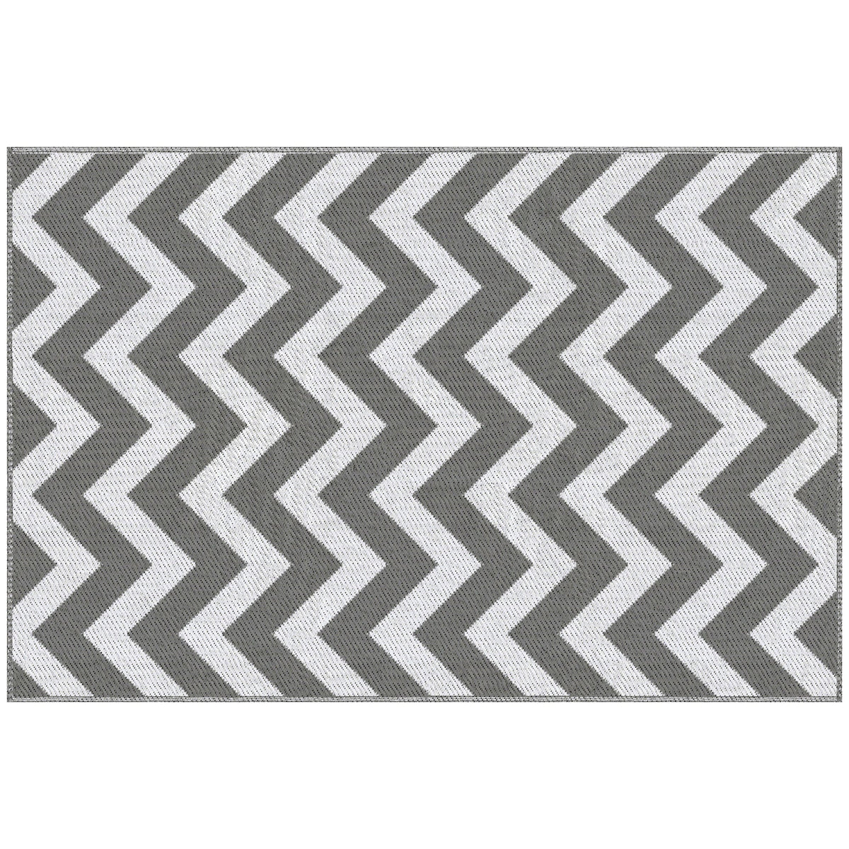 Outsunny 121 x 182 cm(4x6ft) Outdoor Rug Reversible Mat Plastic Straw Rug Portable RV Camping Mat for Garden Deck Picnic Indoor, Light Grey & White